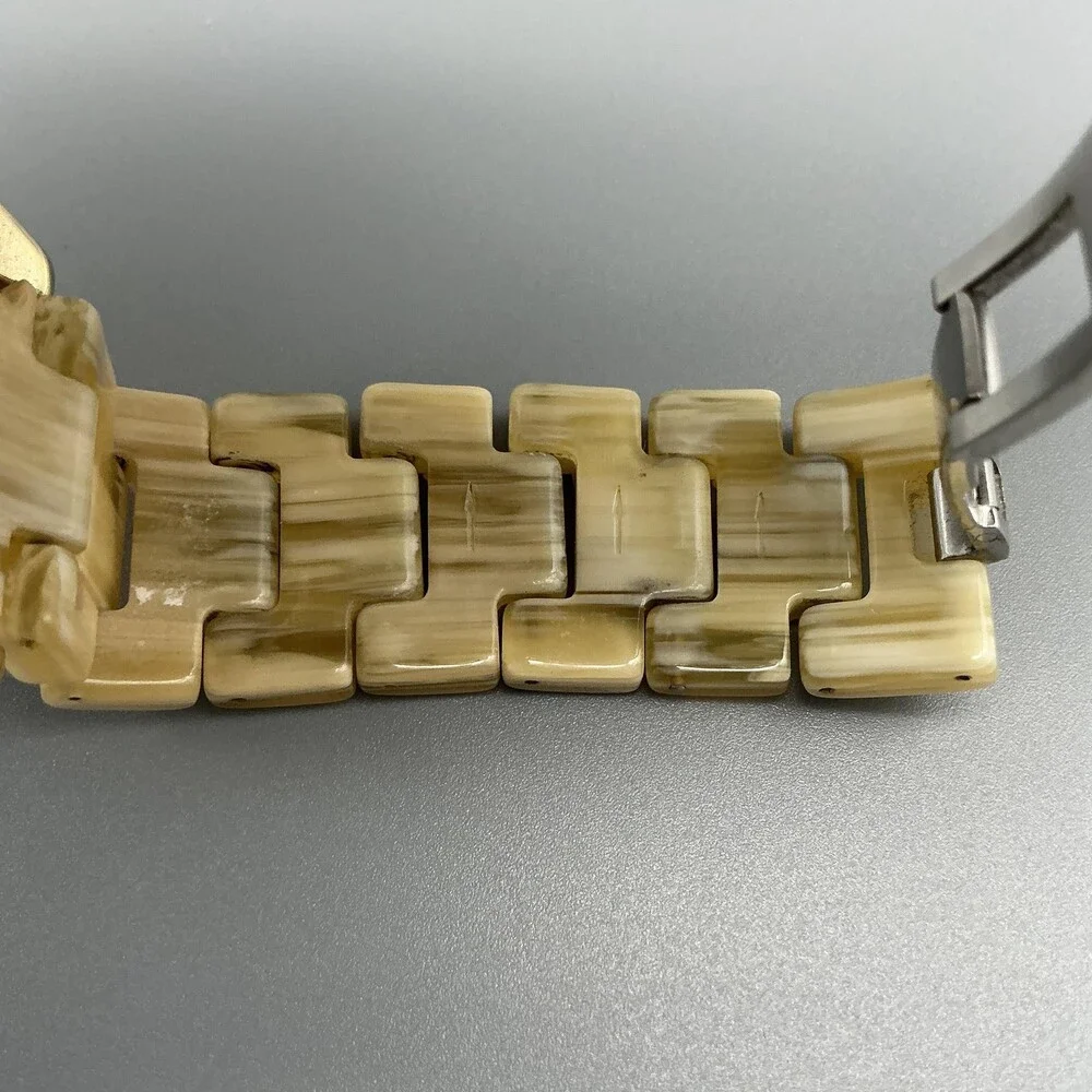 Anne Klein Womens Watch 36mm Gold Tone Resin Bracelet Crystals New Battery 6